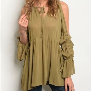 Gorgeous Olive Peasant Top